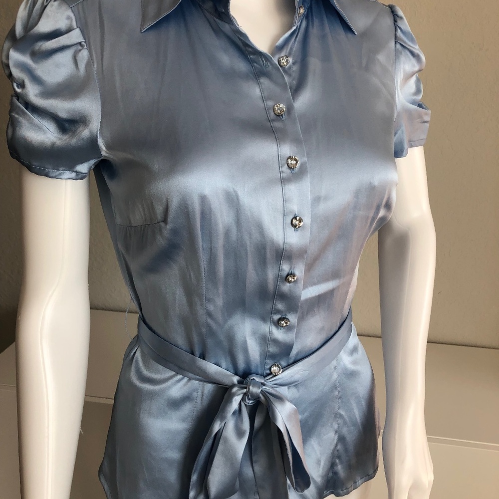Bebe silk blouse light blue